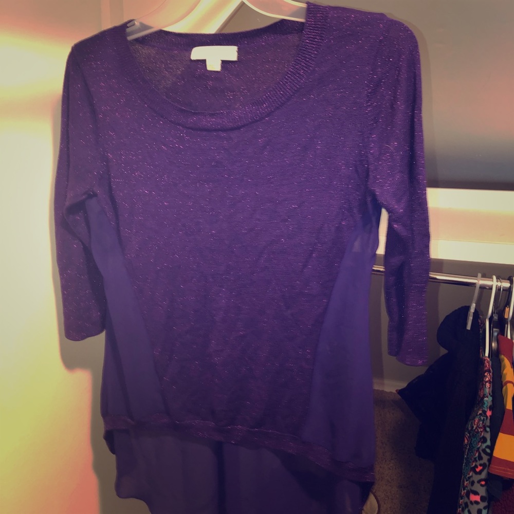 Purple High-Low Long Sleeve Tee